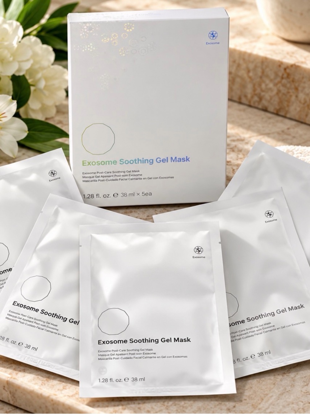 Exosome Soothing Gel Mask - White - Skincare Sheet Masks 5 pc in 📦 box BENEV